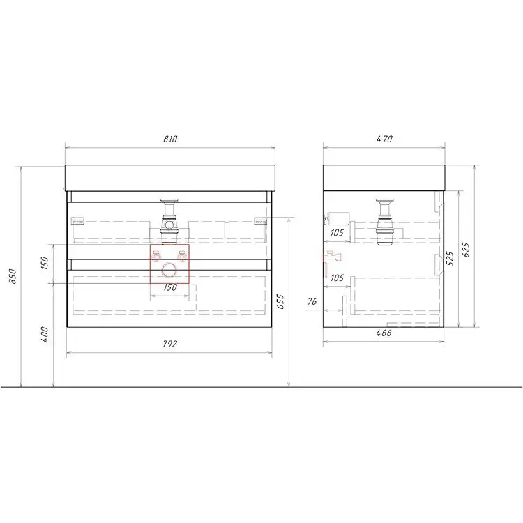 Aqwella Тумба с умывальником Geometria GE01082WM + Вилис 800 4610119205126 – фото товара