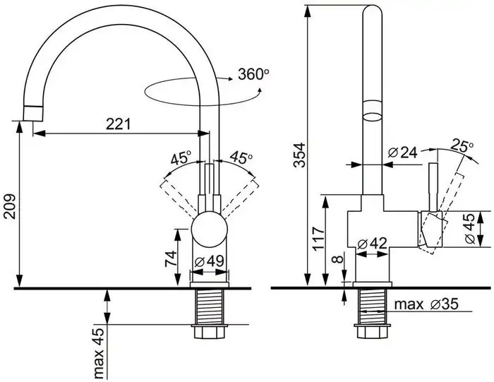 Смеситель Ulgran U-021 (308 черный) - фото товара