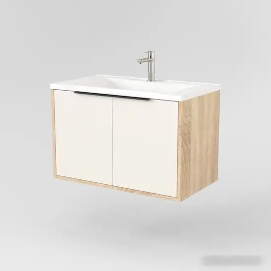 Дабер Тумба под умывальник 018 Andrea Elen 80 Т18.8А.0.18Ч (бежевый/дуб бардолино/ручка черная) – фото товара