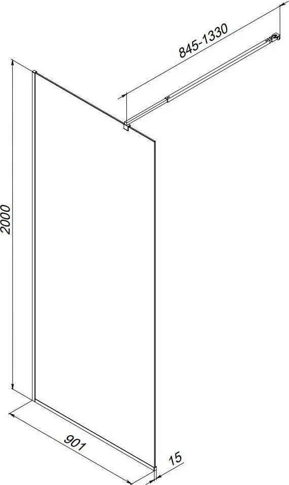 Душевая стенка AM.PM Func 90x200 W84WI-90-F1-MTE - фото товара