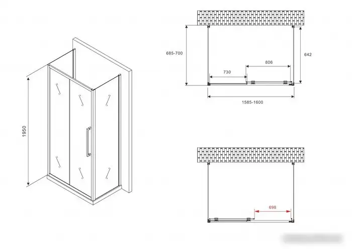 Душевой уголок Abber Schwarzer Diamant AG30160H-S70-S70 - фото товара