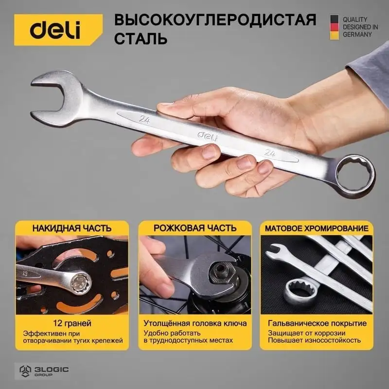 Набор ключей Deli DL130012A (12 предметов) – фото товара