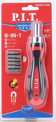 Набор отвертка с битами P.I.T. Advance HSDR04-0006 (7 предметов) – изображение в каталоге