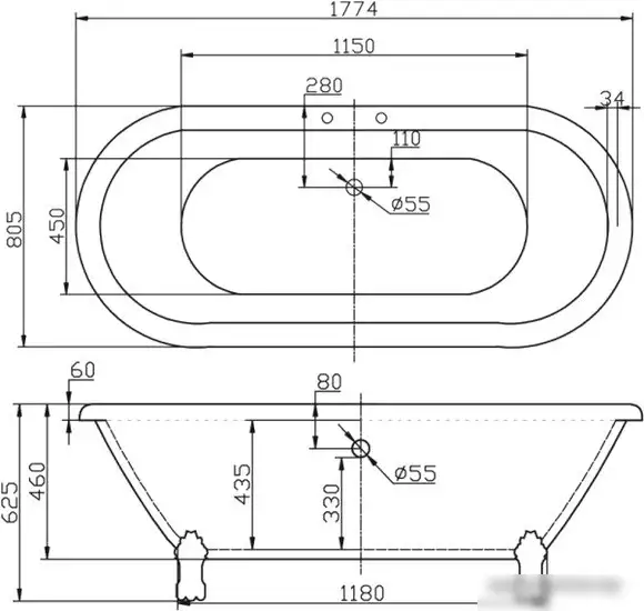 Ванна BelBagno BB21 177.4x80.5 - фото товара