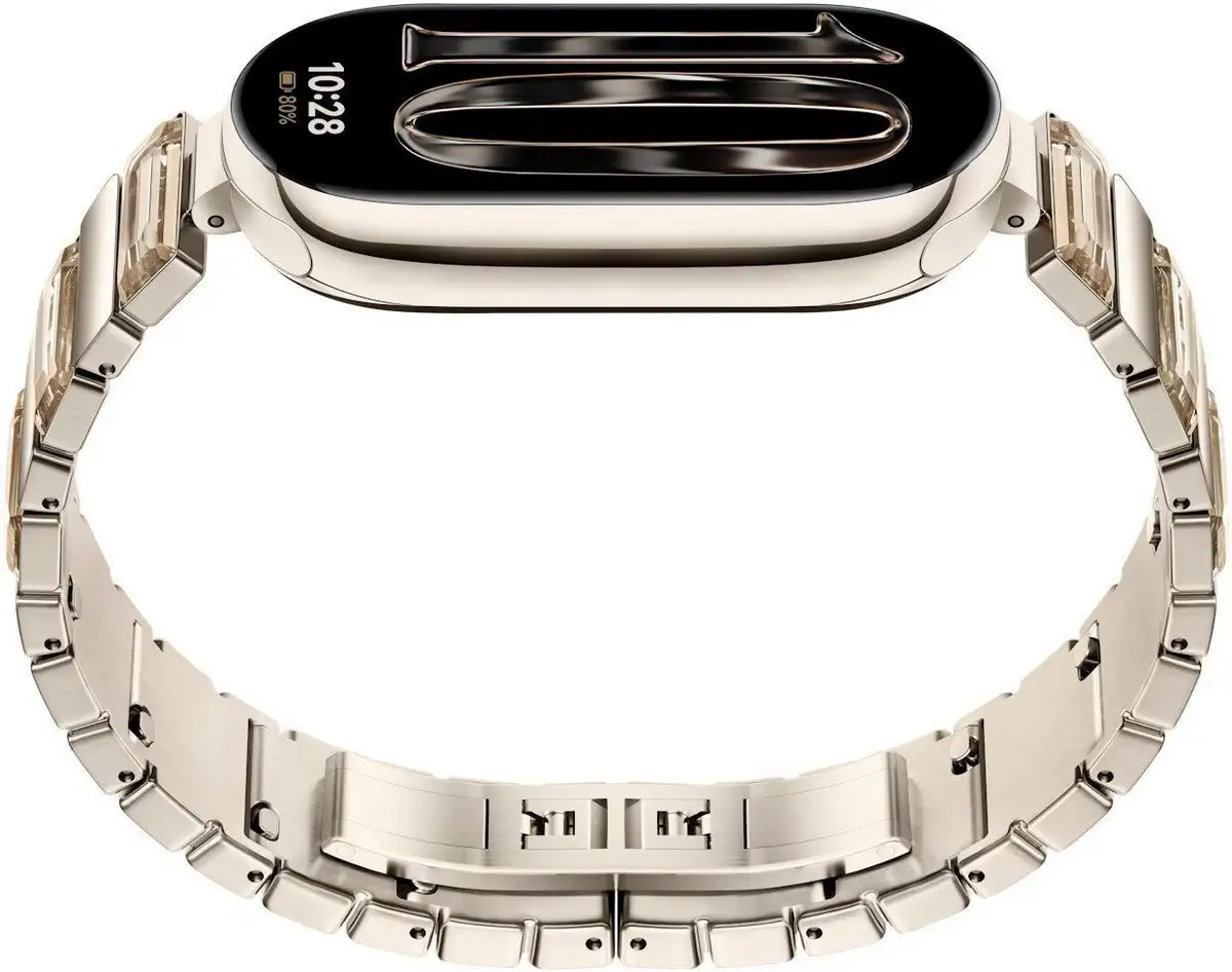 Фитнес-браслет Xiaomi Smart Band 10 M2459B1 (искрящееся золото, с золотистым металлическим браслетом, международная версия) – фото товара