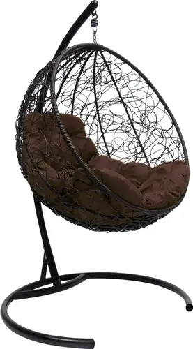 Подвесное кресло M-Group Круг 11050405 (черный ротанг/коричневая подушка)