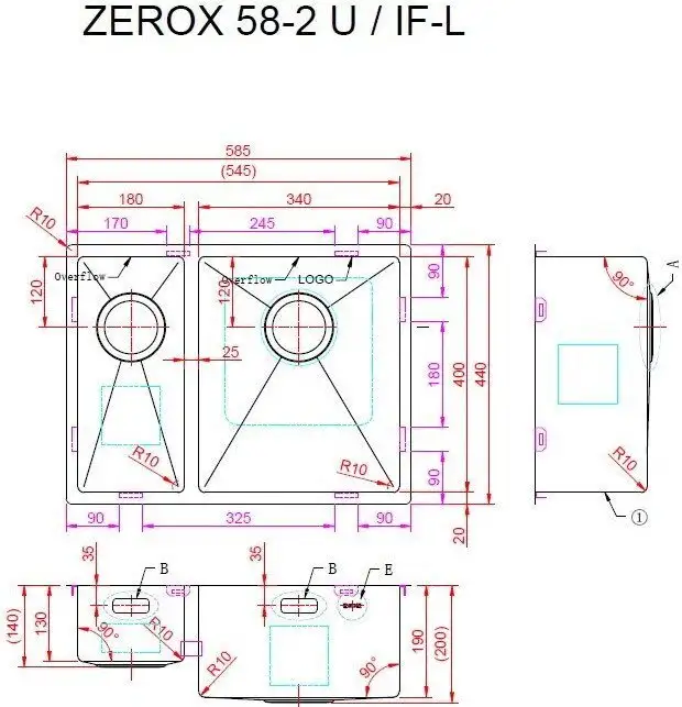 Кухонная мойка ZorG Zerox 58-2 U / IF-L PVD Gold - фото товара