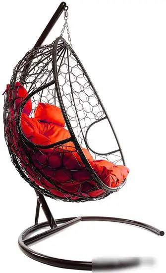Подвесное кресло M-Group Для двоих 11450206 (коричневый ротанг/красная подушка) – фото товара