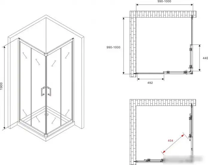 Душевой уголок Abber Schwarzer Diamant AG02100B5 - фото товара