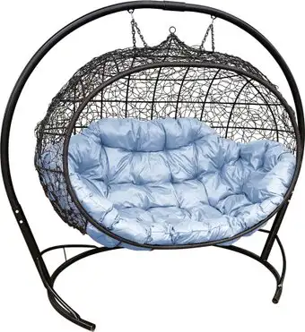 Подвесной диван M-Group Улей 11210409 (черный ротанг/серая подушка) – изображение в каталоге