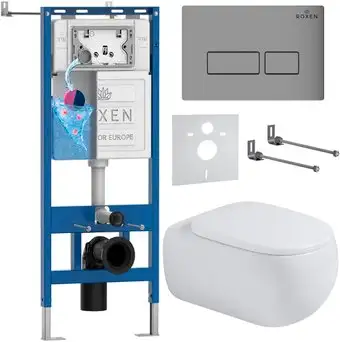 Унитаз подвесной Roxen Titan в комплекте с инсталляцией StounFix Dual Fresh 6 в 1 967206 (кнопка: хром матовая) - изображение в каталоге