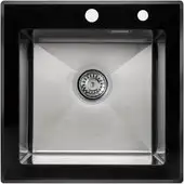 Кухонная мойка ARFEKA ECO AR 500*500 GS BLACK GLASS + SATIN