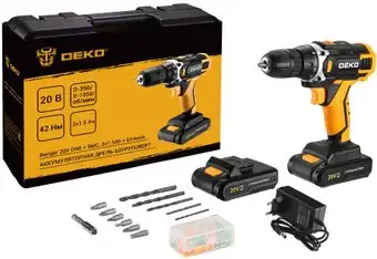 Дрель-шуруповерт Deko Banger 20V ONE + Set 63 083-1043 (с 2-мя АКБ, кейс) – изображение в каталоге