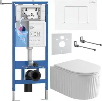 Унитаз подвесной Roxen Royal Matt в комплекте с инсталляцией StounFix Dual Fresh 6 в 1 868563 (кнопка: белый глянцевая) - изображение в каталоге