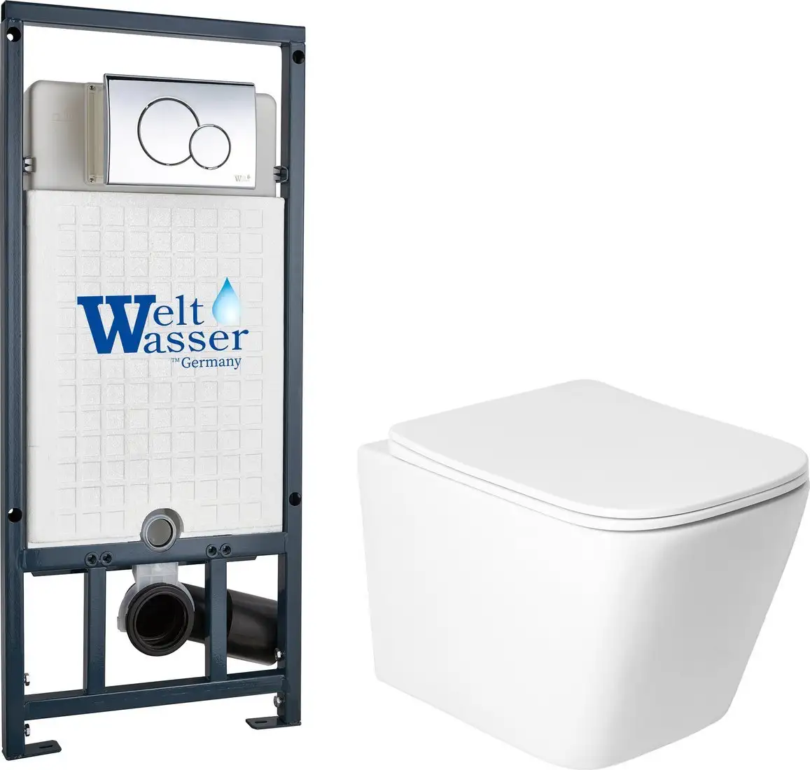 Унитаз подвесной Saniteco KW-9004WS + Marberg 507 + Marberg 507 RD CR - фото товара