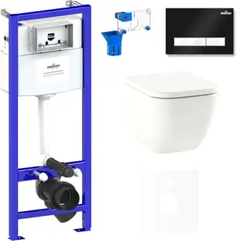 Унитаз Lavinia Boho Relfix One Rimless 7 в 1 75110123 (черный/белый пластик) - изображение в каталоге