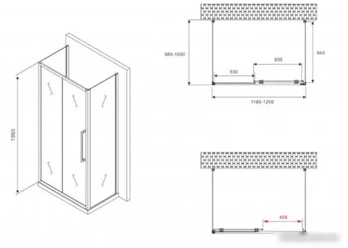 Душевой уголок Abber Schwarzer Diamant AG30120MH-S100M-S100M - фото товара