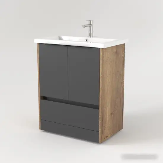 Дабер Тумба под умывальник 017 Cersanit Como 70 Т17.7С.0.22Ч (дуб галифакс/серый/ручка черная) – фото товара