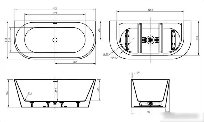 Ванна BelBagno BB710-1700-800 - фото товара