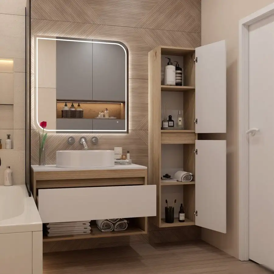 Teymi Тумба под умывальник Ritta 85 T60531 (дуб эврика/белый матовый) – фото товара