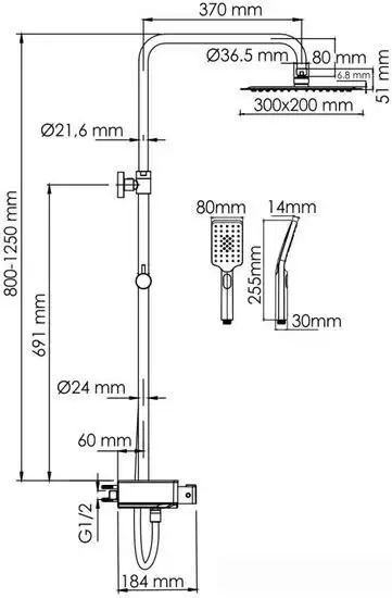 Душевая система Wasserkraft A113.119.126.CH Thermo - фото товара