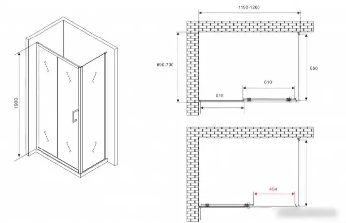 Душевой уголок Abber Schwarzer Diamant AG301205-S705 - фото товара