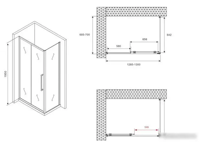 Душевой уголок Abber Schwarzer Diamant AG30130MH-S70M - фото товара