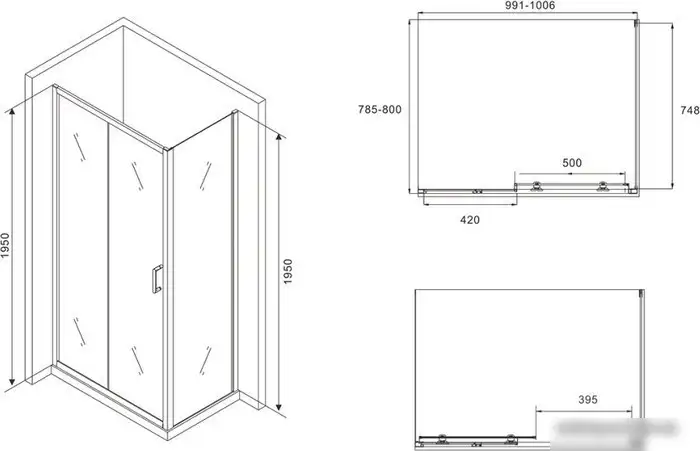 Душевой уголок Abber Schwarzer Diamant AG30100B-S80B - фото товара