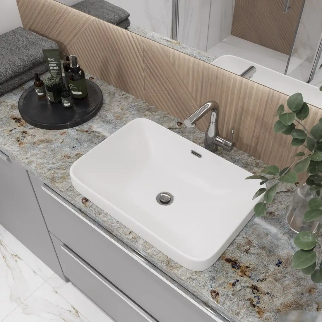 Умывальник Lauter 21441B + клапан 21190CH + сифон 21635CH (хром) - фото товара