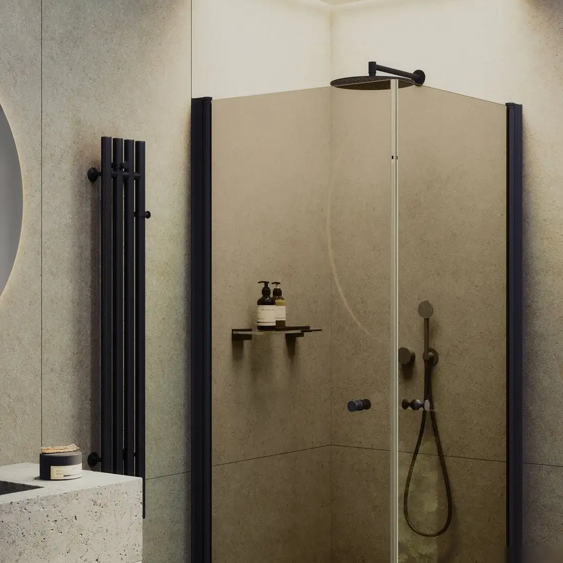 Душевой уголок MaybahGlass MGY-1297-6 (бронзовое стекло/черный) - фото товара