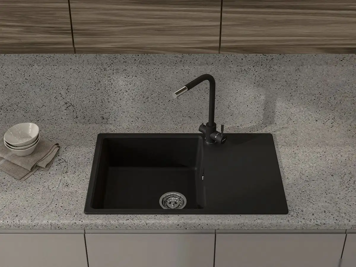 Кухонная мойка GranFest GF-Urban-678L (черный) - фото товара