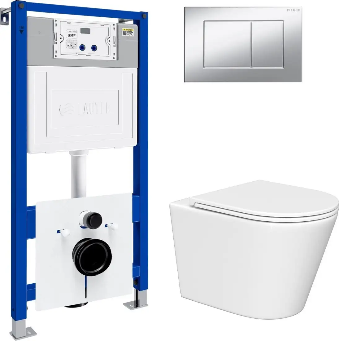 Унитаз подвесной Lauter Longer 2110822 с кнопкой 219703J (прямоугольная, сатин) - фото товара