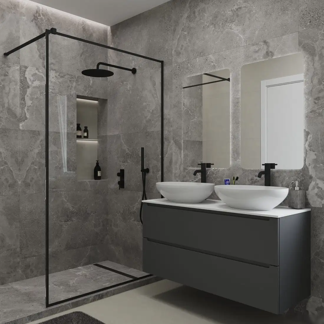 ЗОВ Тумба под умывальник Дион 120 D120LHO0M7015МKV5-KP13W (графит матовый) – фото товара