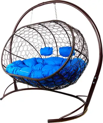 Подвесной диван M-Group Лежебока 11180210 (с коричневым ротангом/синяя подушка) – изображение в каталоге