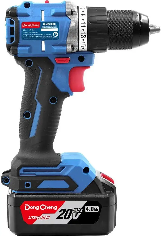 Ударная дрель-шуруповерт DongCheng DCJZ2060i Type EM (с 2-мя АКБ, кейс) – фото товара