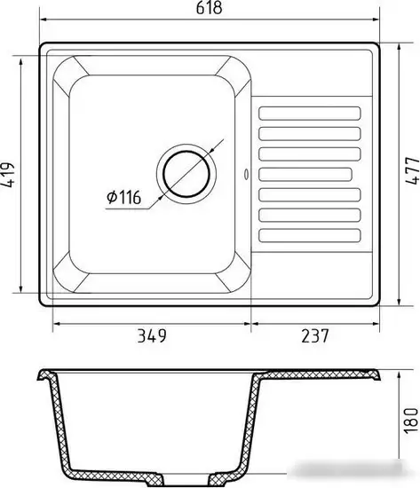 Кухонная мойка GranFest QUARZ Z-13 (темно-серый) - фото товара