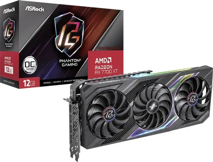 Видеокарта ASRock Radeon RX 7700 XT Phantom Gaming 12GB OC RX7700XT PG 12GO – фото товара