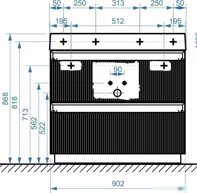 Belux Тумба под умывальник Базель Н 90-02 (180, светлый миндаль матовый) – фото товара