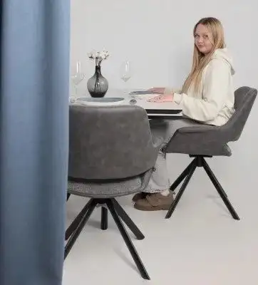 Стул с подлокотниками Мамадома Offy-R 360 (g22 Graphite шенилл Lux - Graphite замша Lux/черный) – фото товара