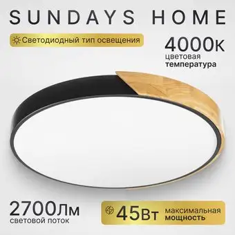 Припотолочная люстра Sundays Home 240924-18 5818 (черный/светлое дерево) – изображение в каталоге