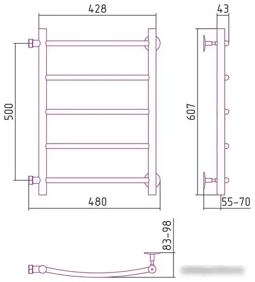 Полотенцесушитель Стилье Версия-Б2" 500х400 (5) Г 18 12612-5040 - фото товара