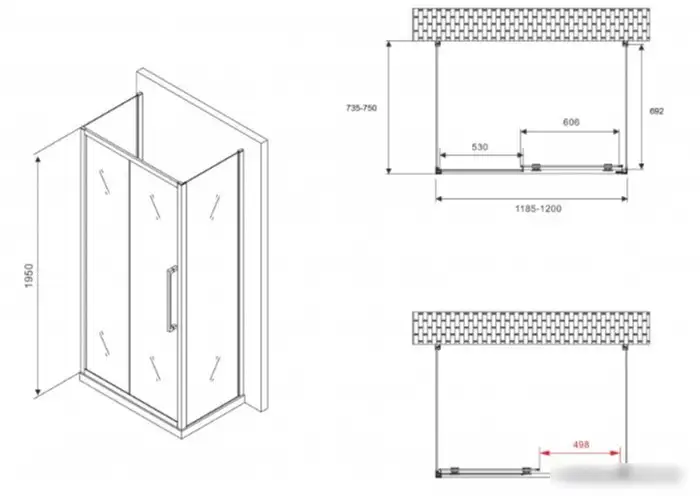 Душевой уголок Abber Schwarzer Diamant AG30120BH-S75B-S75B - фото товара
