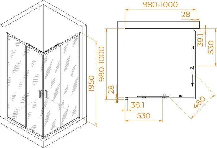 Душевой уголок RGW PA-39B 03083900-14 100x100 (черный/прозрачное стекло) - фото товара