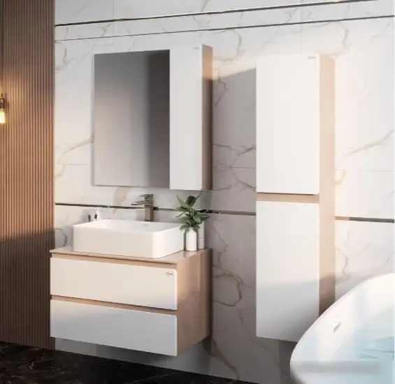 Onika Тумба под умывальник Алеста 80.13 108054 (камень светлый/белый) – фото товара