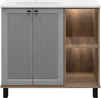 Brevita Тумба с умывальником Lumus 90 LUM-06070-0842ЯL+ФР-00003411 – изображение в каталоге