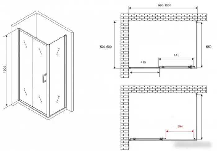 Душевой уголок Abber Schwarzer Diamant AG30100B5-S60B5 - фото товара