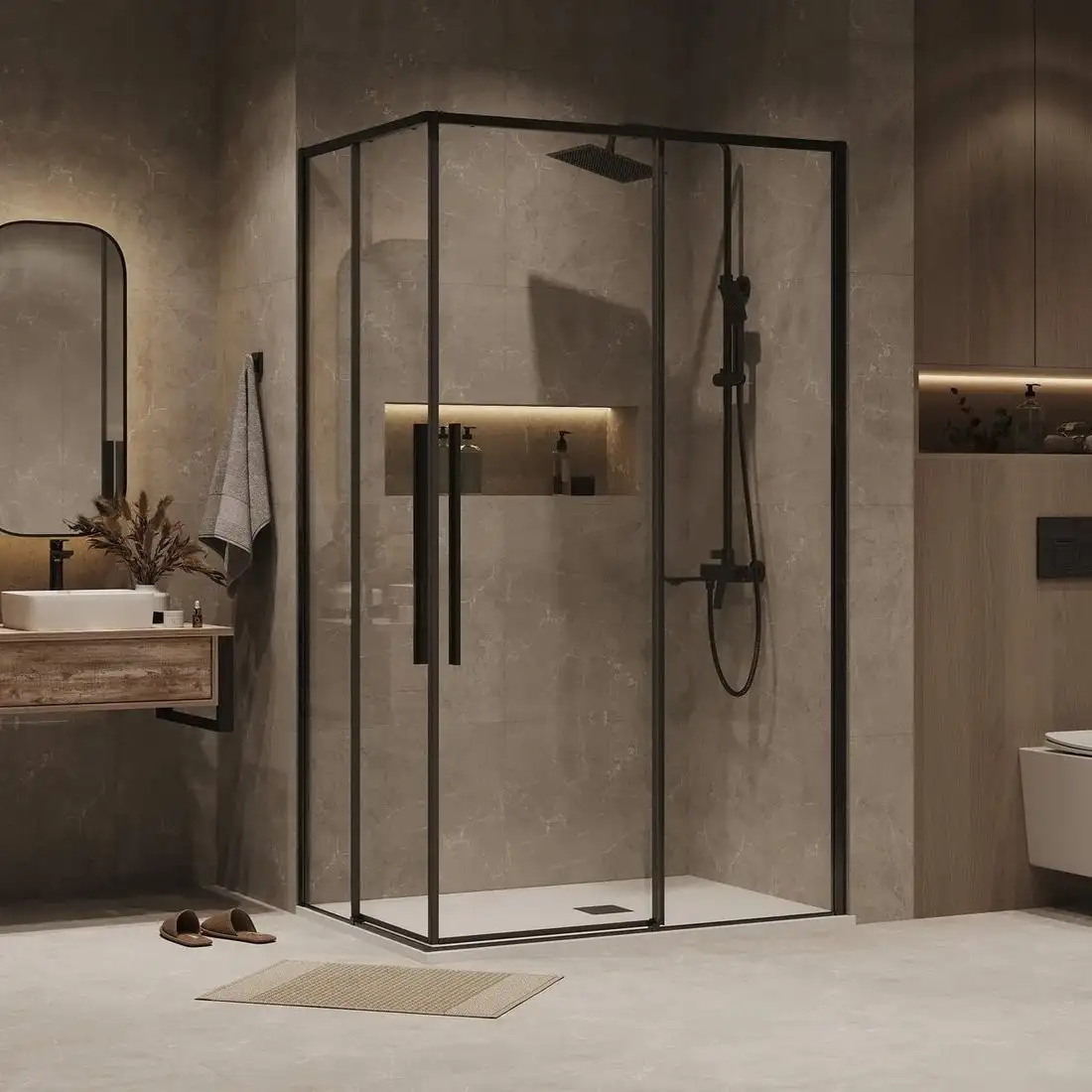 Душевой уголок Grossman Galaxy 100x80x195 300.K33.01.1080.42.00 (графит сатин/прозрачное стекло) - фото товара