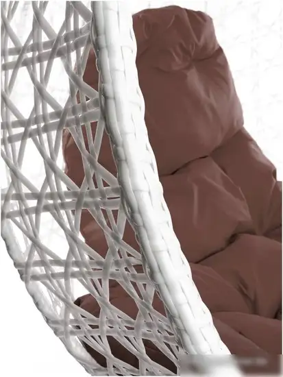 Подвесное кресло M-Group Для двоих Люкс 11510105 (белый ротанг/коричневая подушка) – фото товара