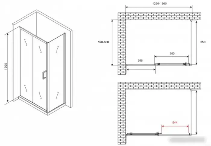 Душевой уголок Abber Schwarzer Diamant AG30130B5-S60B5 - фото товара