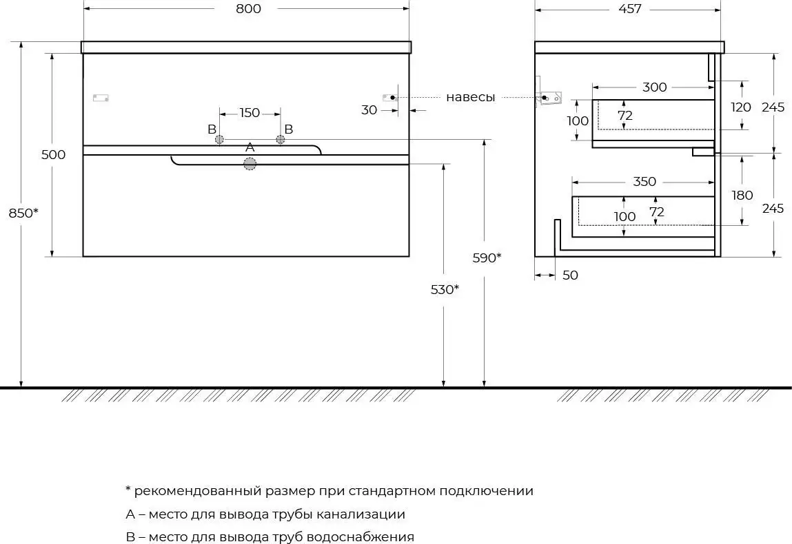 Cezares Тумба под умывальник DUET-N-800-2C-SO-GPR-P – фото товара